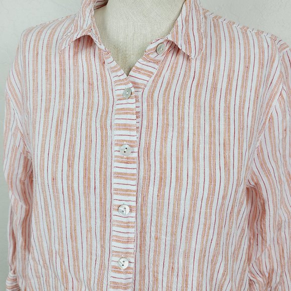 J. Jill Love Linen Striped Button-Front Tunic Top - Picture 2 of 6